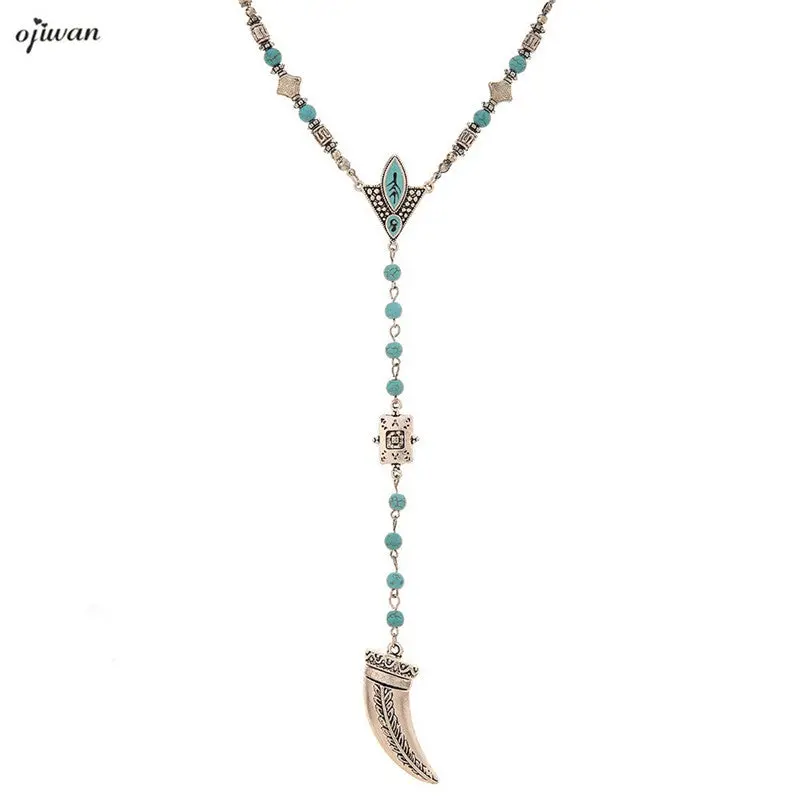 Boho Hippie Tusk Necklace Tibetan Horn Necklace Cowgirl Bohemian Necklace Indian Native American Jewelry Online Shopping India 1