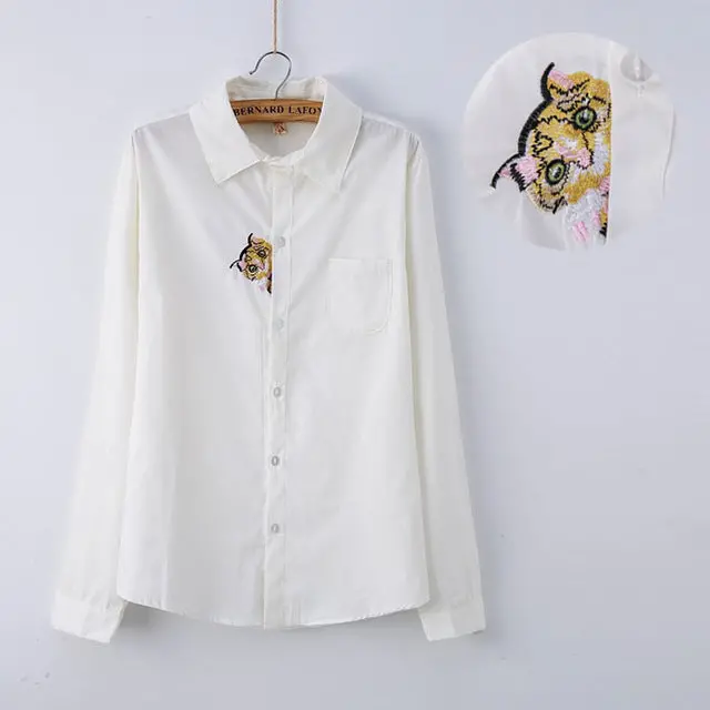 Preppy White Blouse Collection 13 Pattern Women Cotton Lace Crochet Peter Pan Collar Long Sleeve Top Shirt Plus Size S-4Xl T5437 12