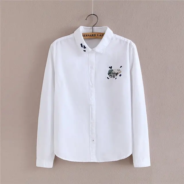 Preppy White Blouse Collection 13 Pattern Women Cotton Lace Crochet Peter Pan Collar Long Sleeve Top Shirt Plus Size S-4Xl T5437 2