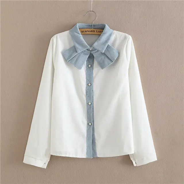 Elegant White Preppy Blouse for Women – Cotton Lace with Peter Pan Collar, Long Sleeves, Available in Sizes S to 4XL - Image 13