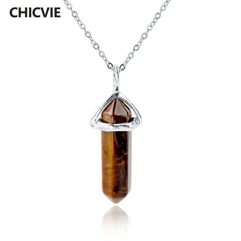 Chicvie Natural Stone Long Necklace For Women Silver Color Statement Diy Necklaces Pendants Ethnic Jewelry Accessories Sne150808 1