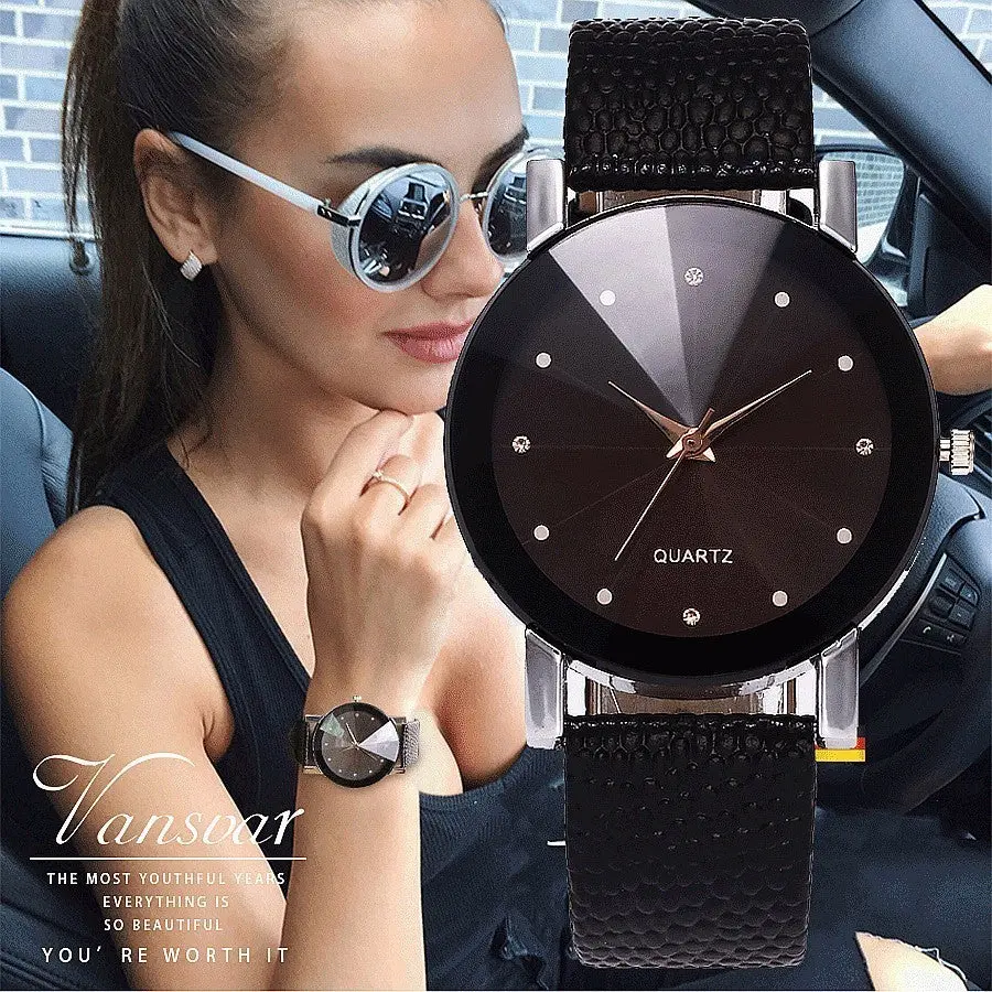 Vansvar Women Watch Luxury Brand Casual Simple Quartz Clock For Women Leather Strap Wrist Watch Reloj Mujer Drop Shipping 1