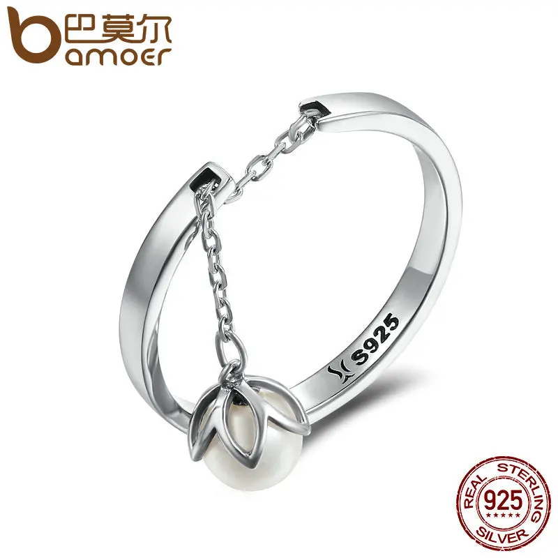 Bamoer Genuine 925 Sterling Silver Tears Of Flowers Dangle Open Finger Rings For Women Luxury Sterling Silver Jewelry Scr165 1