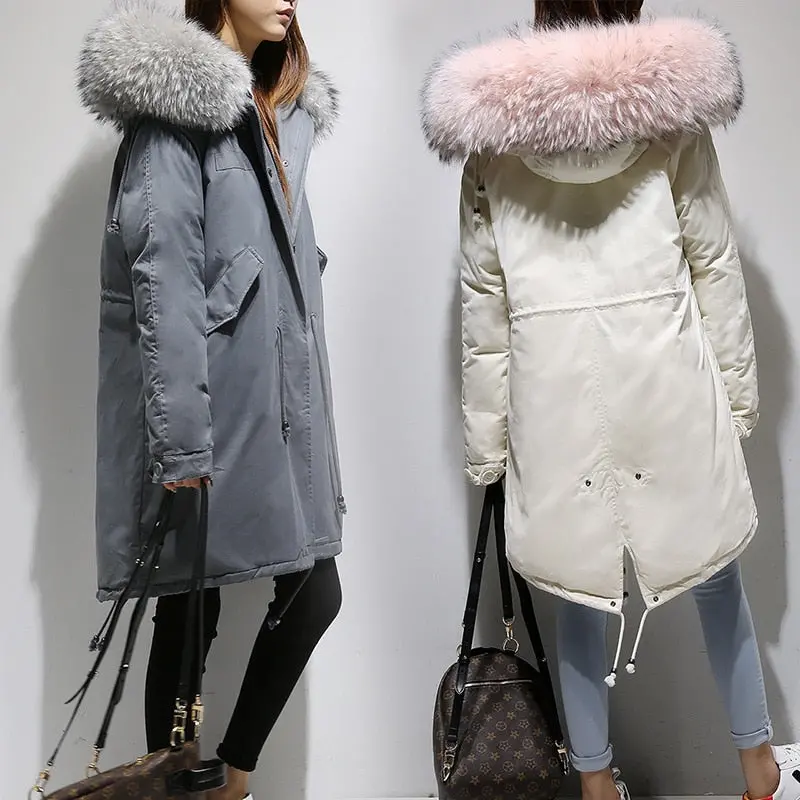 Thickened Women Down Coat Women Down Winter Down Jacket Women Long Women Hooded Warm Coat Fur Collar Winter Coat Brand Clothing 1