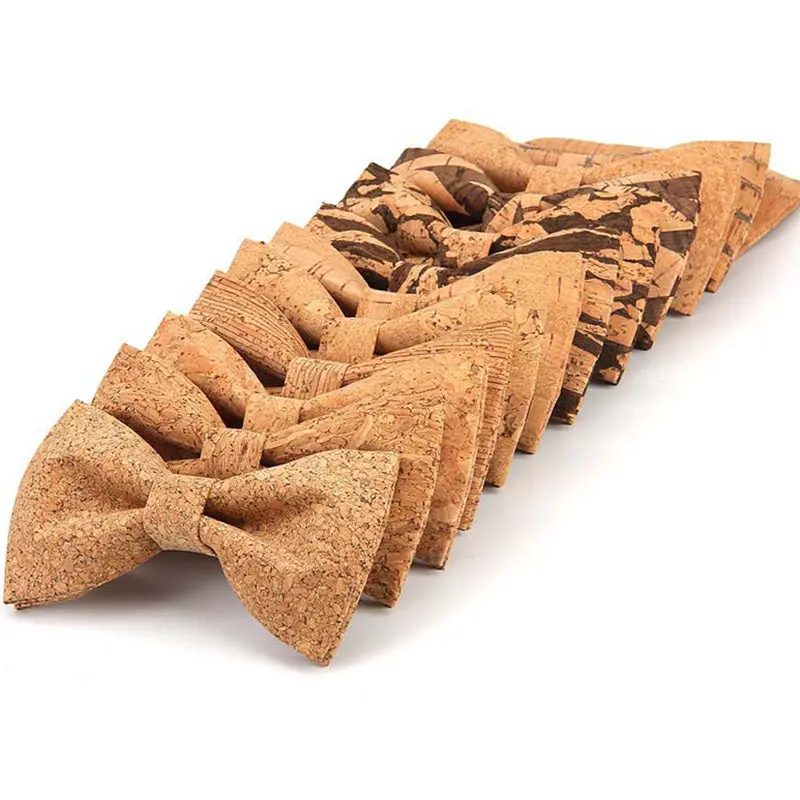 Rbocott Cork Wood Bow Tie Wooden Bow Ties Men's Novelty Handmade Solid Bowtie For Men Wedding Party Accessories Neckwear 1