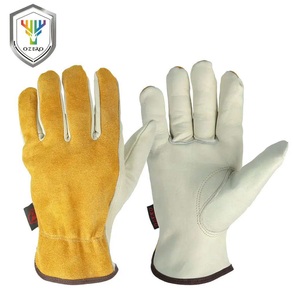 Ozero Work Gloves Cowhide Leather Men Working Welding Gloves Safety Protective Garden Sports Moto Wear-Resisting Gloves 0007 1