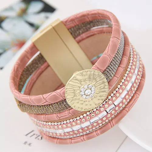 Lemoer Luxury Boho Bamboo Leather Bracelets Bangles With Magnetic Buckle Wristband Jewelry Pulsera For Women Men Pulseras Mujer 1