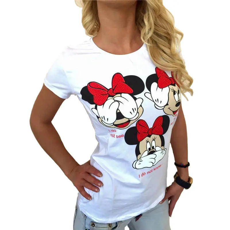 Cdjlfh 2017 New Summer Top Shirts Women T Shirts Print Tshirt Sexy Plus Size T-Shirt Tees Tops Fashion White S M Xl Xxl 1