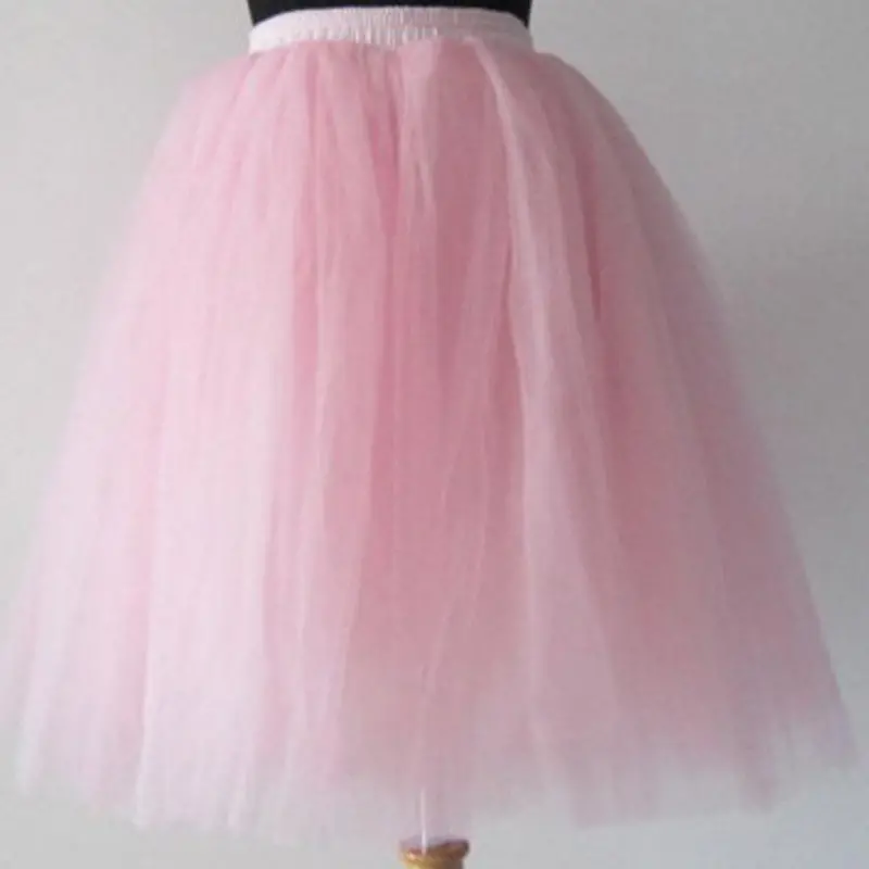 Puff Women Mesh Skirt White Pink Black Ball Gown High Waist Knee Length Tulle Jupes Fashion Grunge Jupe Female Tutu Skirts 1