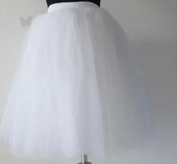 Puff Women Mesh Skirt White Pink Black Ball Gown High Waist Knee Length Tulle Jupes Fashion Grunge Jupe Female Tutu Skirts 3