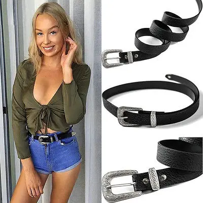 Hot New 2017 Fashion Women Lady Girl Vintage Metal Buckle Boho Leather Waist Belt Waistband Apparel Accessories Causal Pu Belts 1