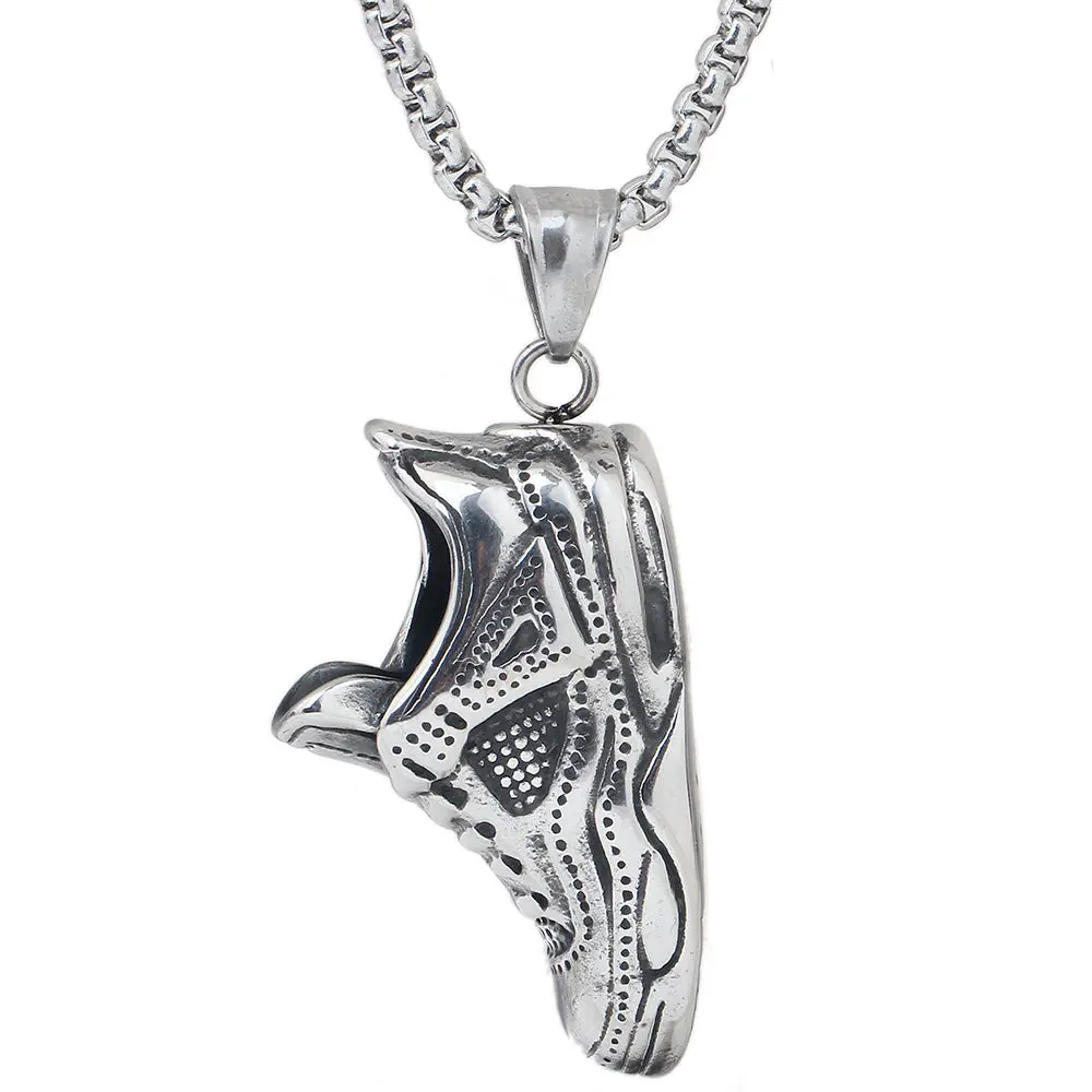 Punk Gothic Cool Titanium Stainless Steel Sports Shoes Shape Pendants Necklaces For Men Jewelry 1