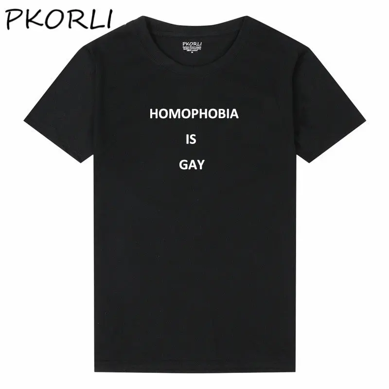 Pkorli Women's T-Shirt Homophobia Is Gray T Shirt Why Be Racist Feminism Tumblr Hipster T-Shirt Grunge Woman Tshirt Top Tees 1