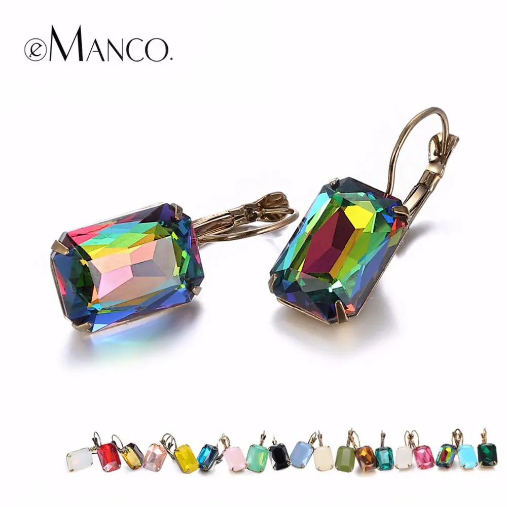 Emanco Fashion Costume Jewellery Earrings For Women 19 Colors Minimalist Geometric Create Crystal Drop Earrings 2017 1
