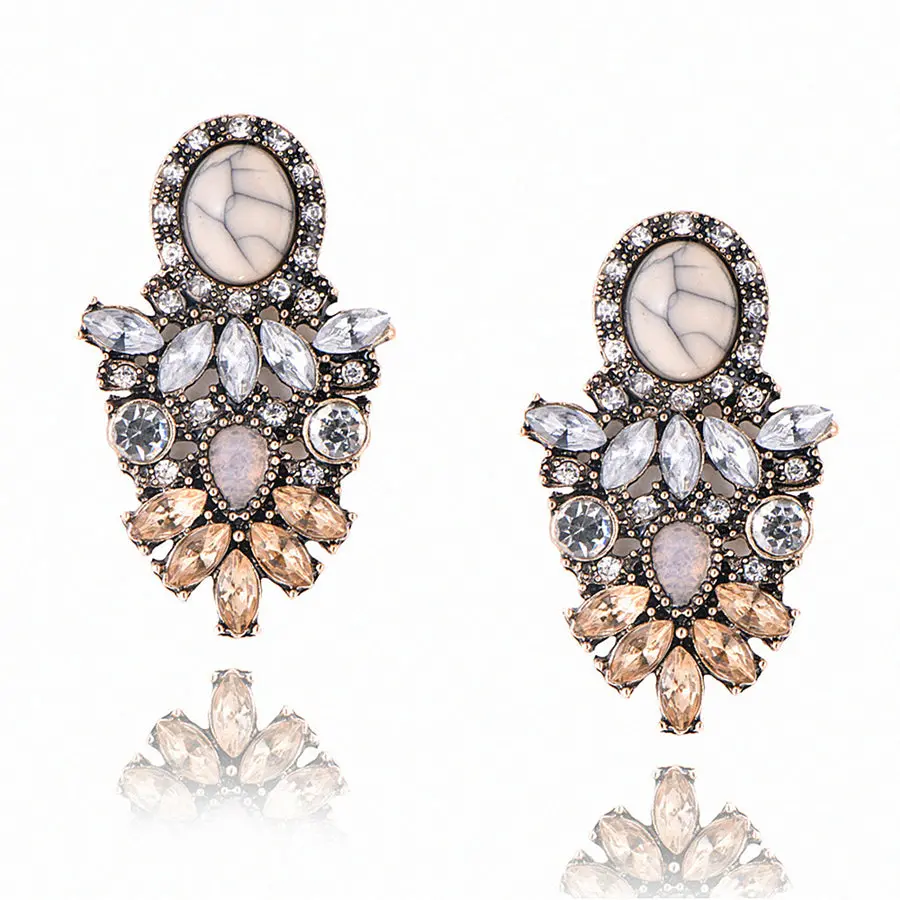 Black Blue Rhinestone Dangle Earring Luxury Wedding 1