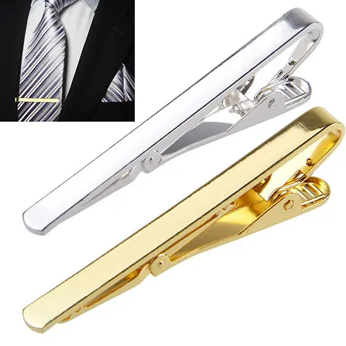 Metal Silver Gold Simple Necktie Bar 1