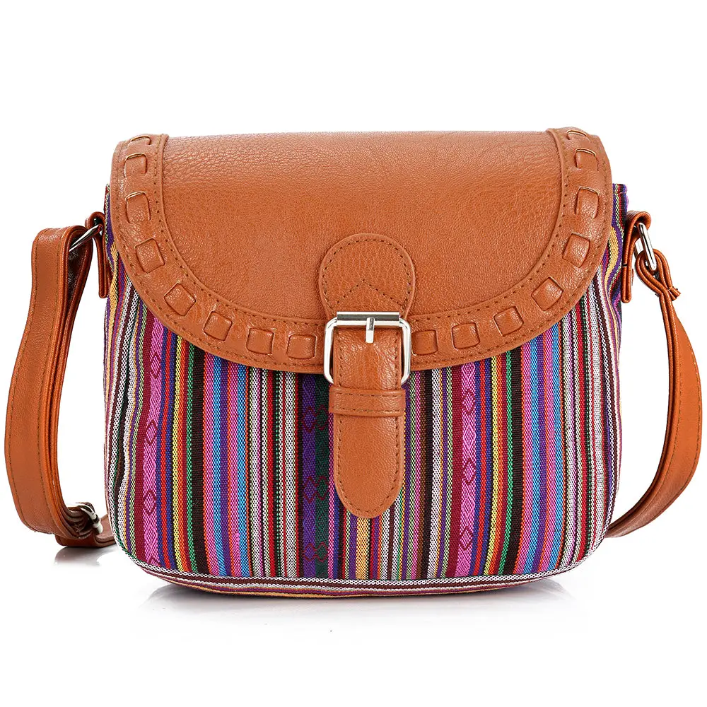 2017 Vintage Purple Stripe Boho Aztec Tribal Female Clutch Women Crossbody Bag Ladies Shoulder Bag With Pu Leather Messenger Bag 1
