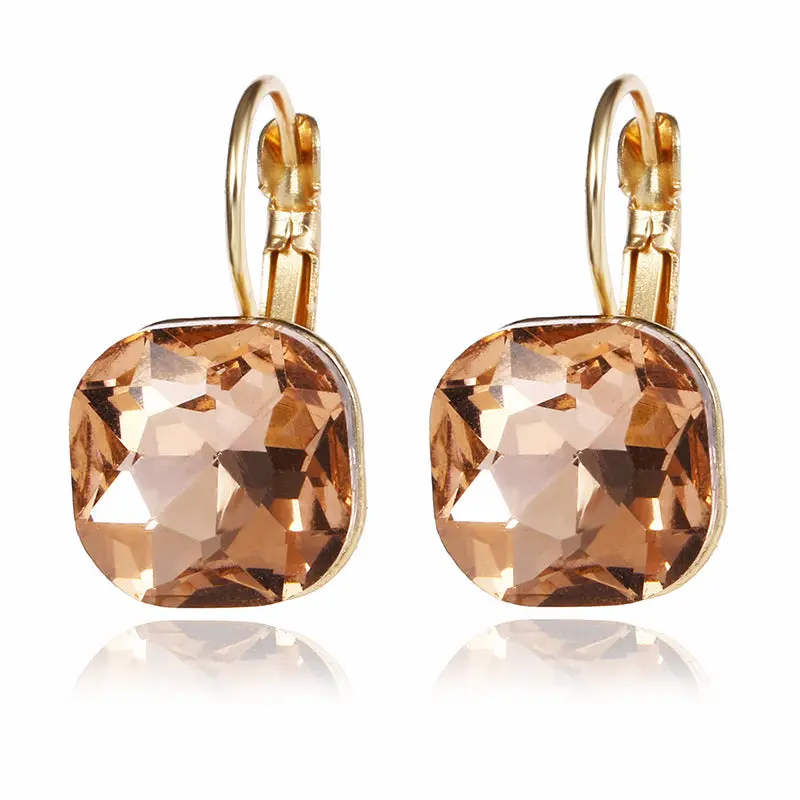 Gold Color Square Stud Earrings In Wedding Jewelry 1