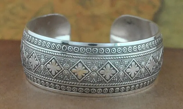 Bohemian Antalya Bangles,Antique Silver Plated Carve Pattern Statement, Boho Coachella, Festival Turkish Hand Jewelry, Elephant 13
