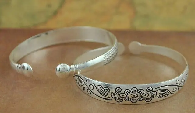 Bohemian Antalya Bangles,Antique Silver Plated Carve Pattern Statement, Boho Coachella, Festival Turkish Hand Jewelry, Elephant 14