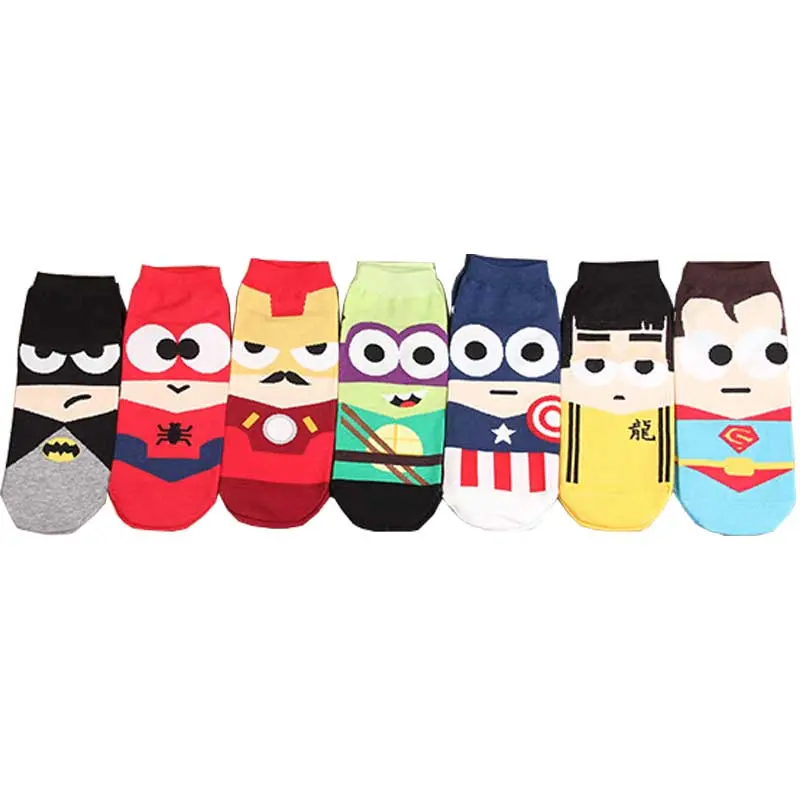 Recommend! High Quality 3D Cartoon Funny Christmas Socks Men Harajuku Batman Avengers Short Novelty Sokken Lovely Cotton Socks 1
