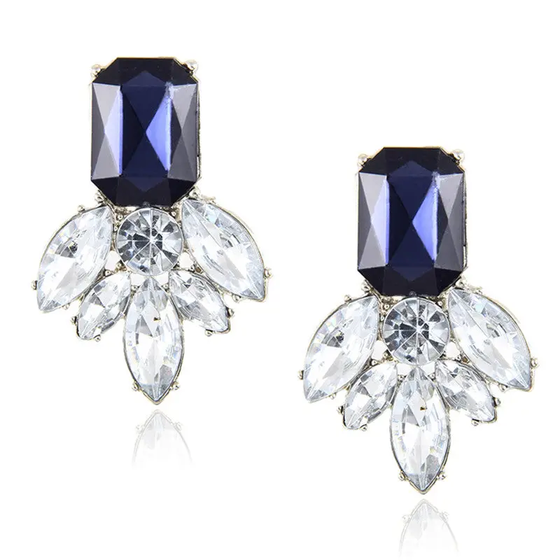 H20 Fashion Jewelry Black Blue Crystal Rhinestone Drop Earrings Red Pink Flower Dangle Earrings Women Luxury Wedding Jewelry 1