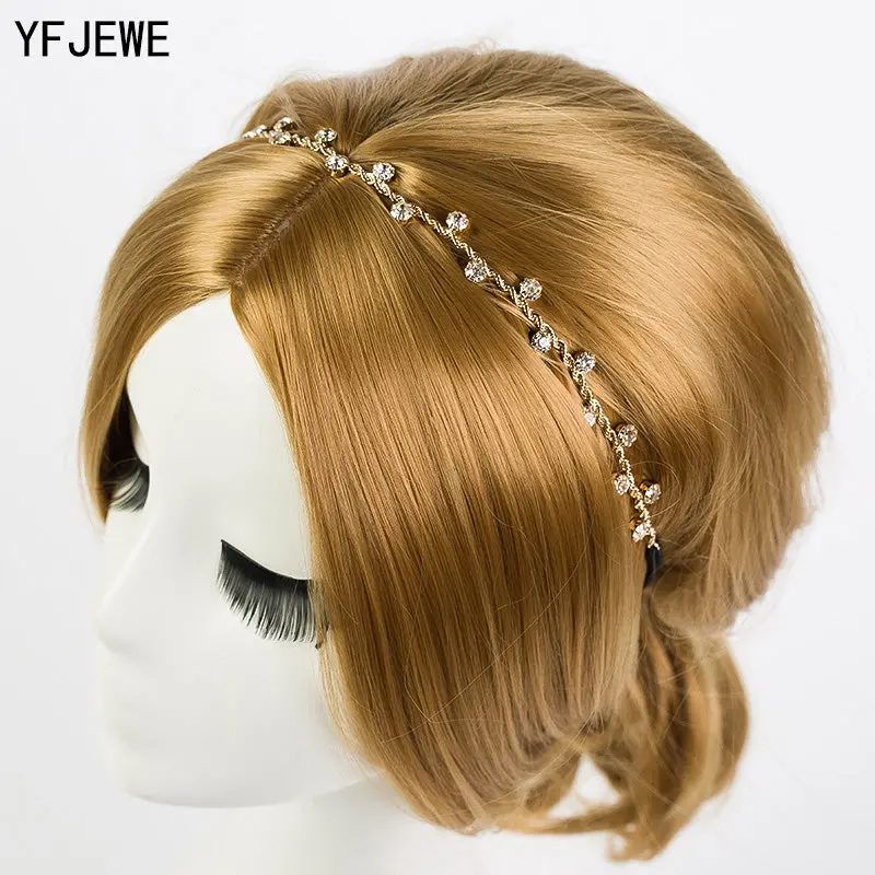 Yfjewe Free Shipping Women Hair Accessories Crystal Chain Charms Head Bands Women Jewelry Wedding Bridal Hair Jewelry H008 1