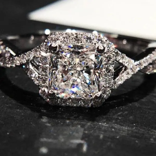 White Gold Color Wedding Ring Luxury Chic Gift Accessories 1
