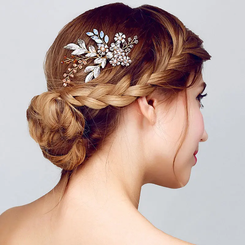 Women Lady Hairpin Hair Comb Clip Floral Head Piece Crystal Flower Bride Hair Pins Wedding Bridal Hairs Accessories Gift Kqs8 1