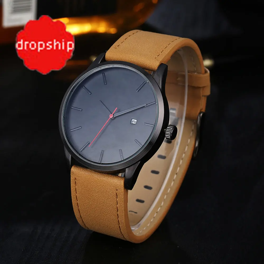 2017 Fashion Casual Mens Watches Top Brand Luxury Leather Business Quartz-Watch Men Wristwatch Relogio Masculino For Dropshippin 1
