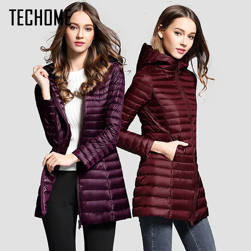 Long Down Jacket Women Winter Down Coats Ultra Light Down Jacket Quilted Hooded Coat Women Duck Downs Jacket Coat 1