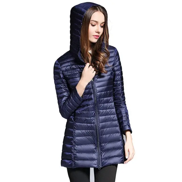 Long Down Jacket Women Winter Down Coats Ultra Light Down Jacket Quilted Hooded Coat Women Duck Downs Jacket Coat 7