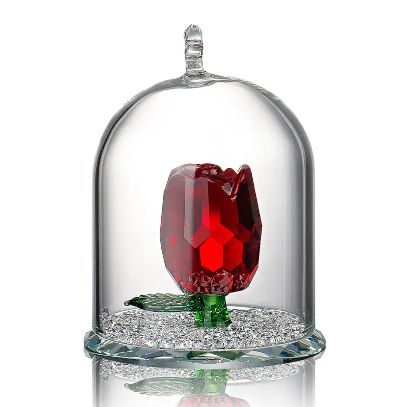 H&D X'mas Gifts New Beauty And The Beast Rose Glass Crystal Enchanted Rose In Terrarium Valentines Day Souvenir Lover's Gift 1