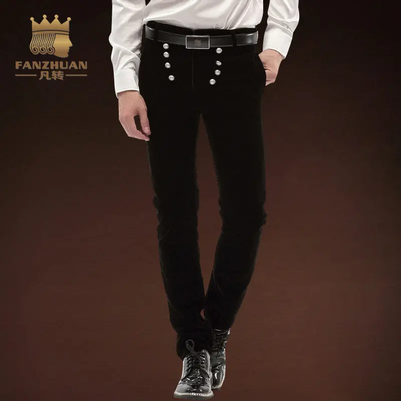 Fanzhuan Brands Clothing Casual Pants Men Fall Long Pants Elastic Male Trousers For Men Gothic Fashion Button Full Length Pants 1