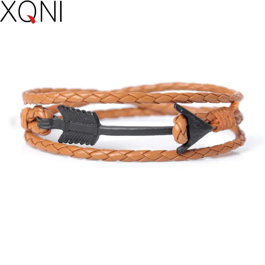 New Fashion Cowboy Series Bandage Leather Bracelets For Men Women Vintage Knight Courage Bandage Arrow Charm Bracelet Jewelry 1