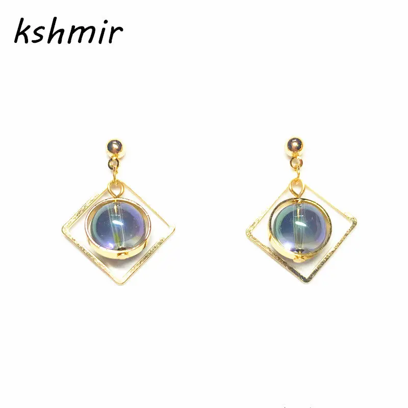 Kshmir Extremely Minimalist Fashion Geometry Dazzle Colour Crystal Round Bead Delicate Earrings Earrings Female Jewelry Earring 1