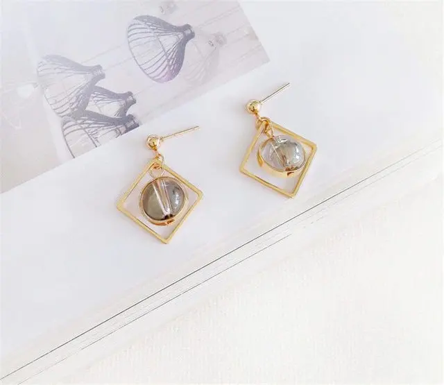 Kshmir Extremely Minimalist Fashion Geometry Dazzle Colour Crystal Round Bead Delicate Earrings Earrings Female Jewelry Earring 2