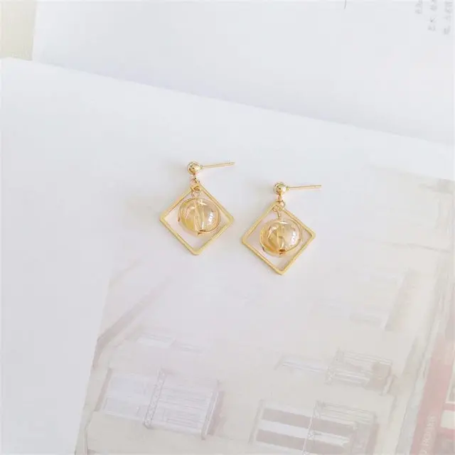 Kshmir Extremely Minimalist Fashion Geometry Dazzle Colour Crystal Round Bead Delicate Earrings Earrings Female Jewelry Earring 2