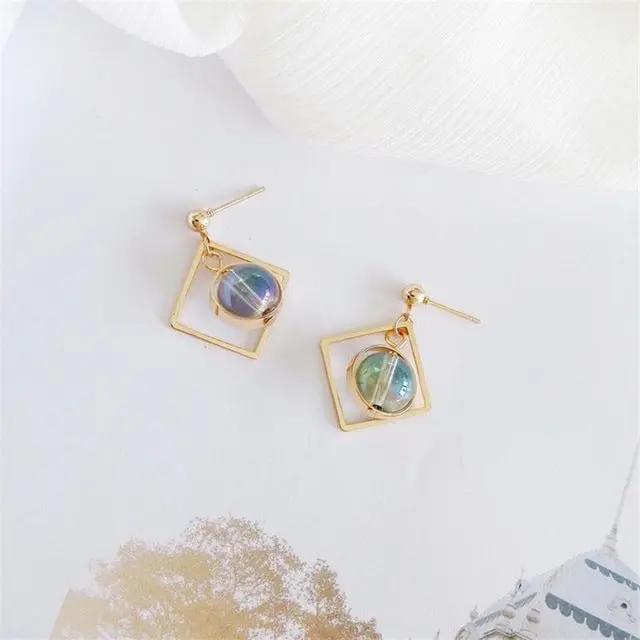 Kshmir Extremely Minimalist Fashion Geometry Dazzle Colour Crystal Round Bead Delicate Earrings Earrings Female Jewelry Earring 3