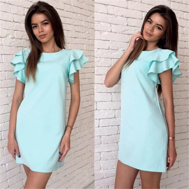 Casual Summer Butterfly Sleeve Mini Dress for Parties & Beach - Image 3