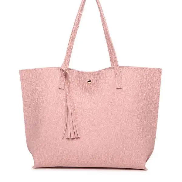 Bokinslon Tassel Handbags Woman Pu Leather Large Capacity Female Shoulder Bags Solid Color Practical Women Corssbody Bag 1