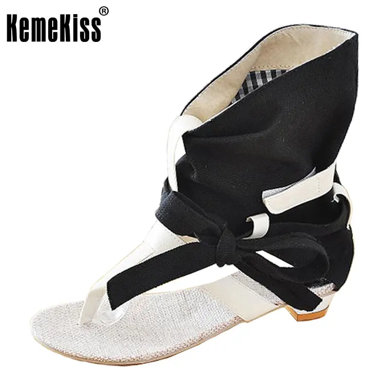Kemekiss Big Size 34-43 Fashion Women Gladiator T Straps Flat Heel Sandals Summer Shoes Brand New Casual Dress Chic Sandals S236 1