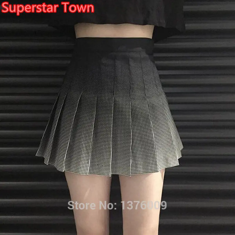 Retro Harajuku Plaid Wave Dots Skirt Women Gothic Punk Black Gradient Mini Skirts Lolita Girls Skirt 1