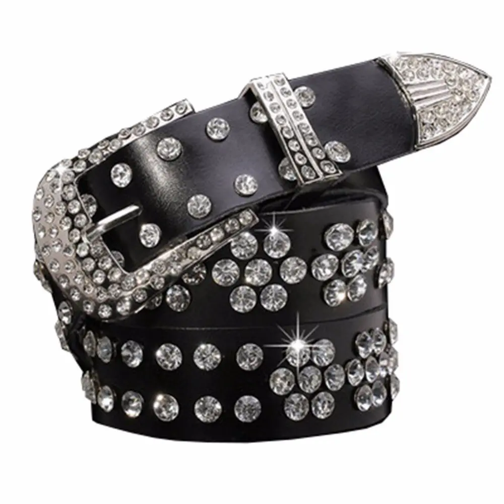Fashion Women Ladies Rhinestone Belt Faux Leather Cowgirl Style Bling Crystal Wide Waistband Classic 200-281 1