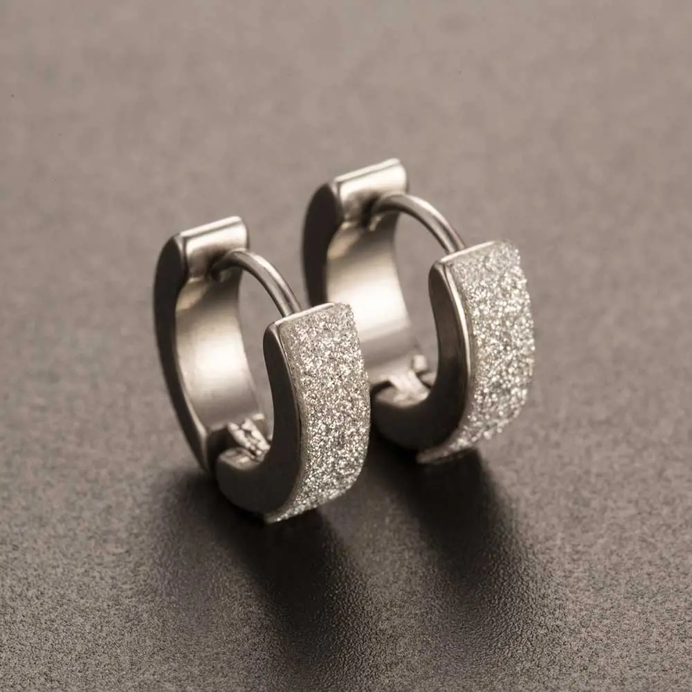 Iparam Chic 1Pair Cool Punk Men's Stainless Steel Hoop Piercing Round Crystal Earring Ear Stud Men Woman Jewelry 1