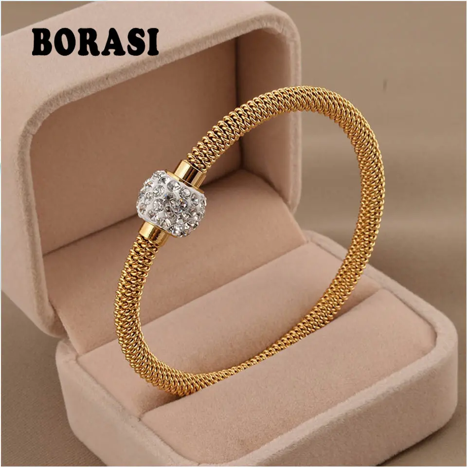 Fashion High Quality Charm Chic Valentine Gift Jewelry Stainless Steel Gold Women Distort Bracelets & Bangles 1