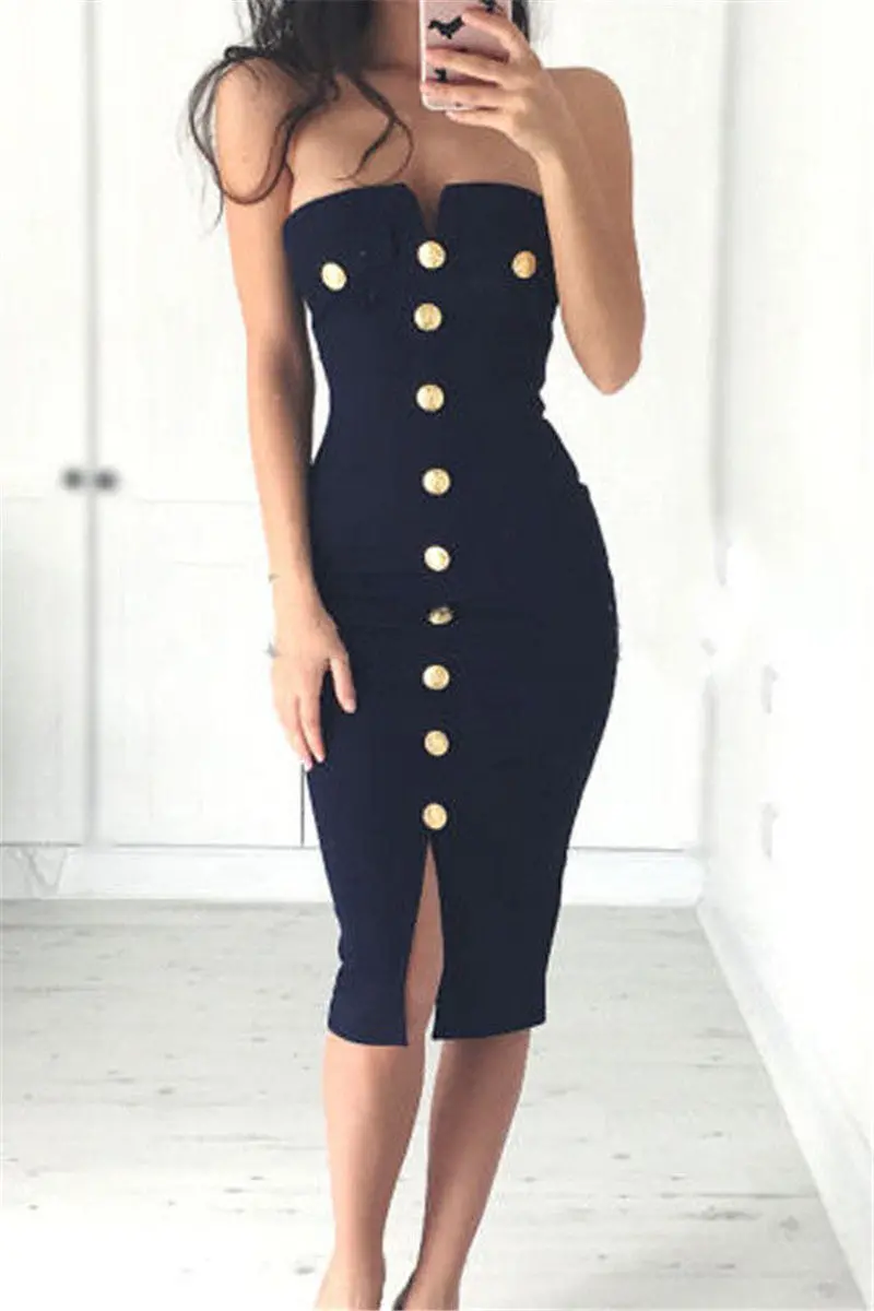 Strapless Sexy Pencil Evening Party Clothes 1