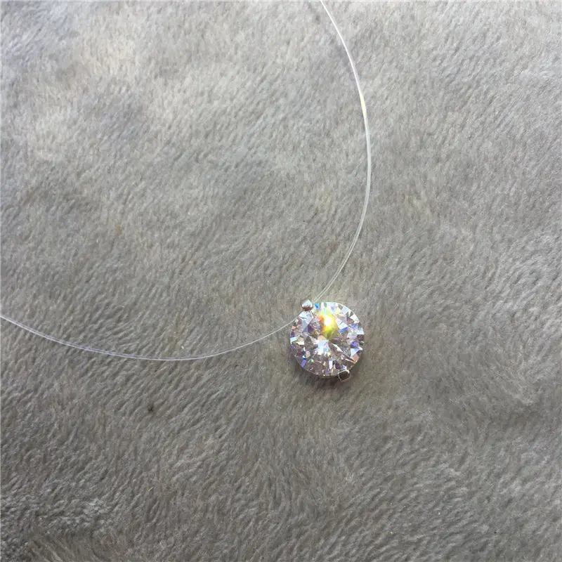 Choker Invisible Fish Line Crystal Necklace Pendants Neck Zircon Women Clavicle Chain Lady Feminino Collar 1