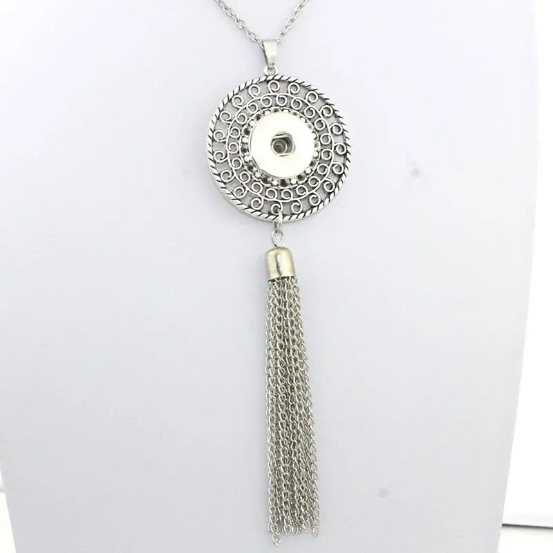 6 Styles Women's Vintage Tassel 18Mm Snap Button Necklace Boho Bohemian Necklaces & Pendants Ne478 Diy Jewelry For Men 1