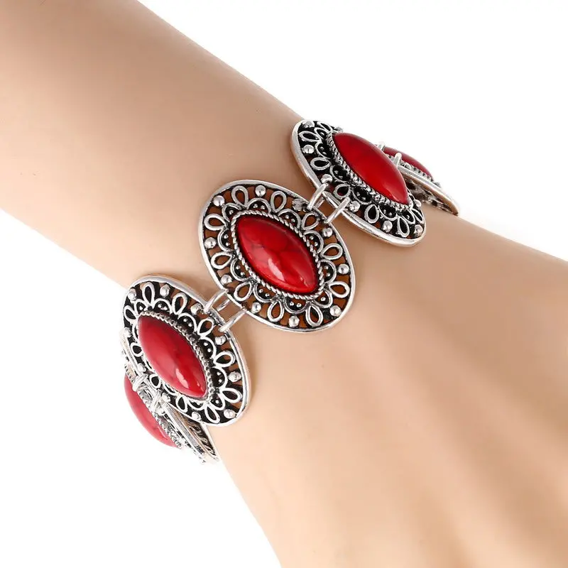 Lovbeafas Fashion Ethnic Bohemian Bracelets & Bangles For Women Red/Blue Stone Vintage Beach Boho Adjustable Bracelets Jewelry 1